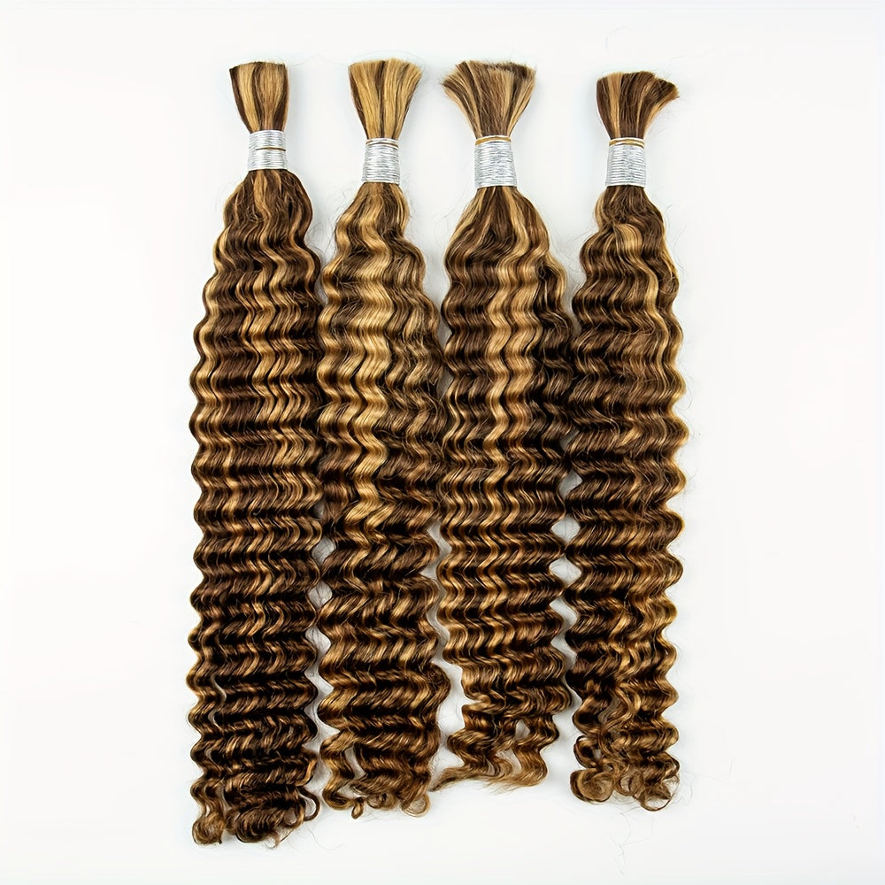 P4/27 Highlight Deep Wave Ombre Highlight Brown Bulk Soft Human Hair Bulk Deep Curly Ombre P4/27 Honey Blonde Bulk Hair Extensions Virgin Human Hair